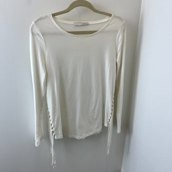OUI • Fringe Long-Sleeve T-shirt • Cream - Picture 6 of 9